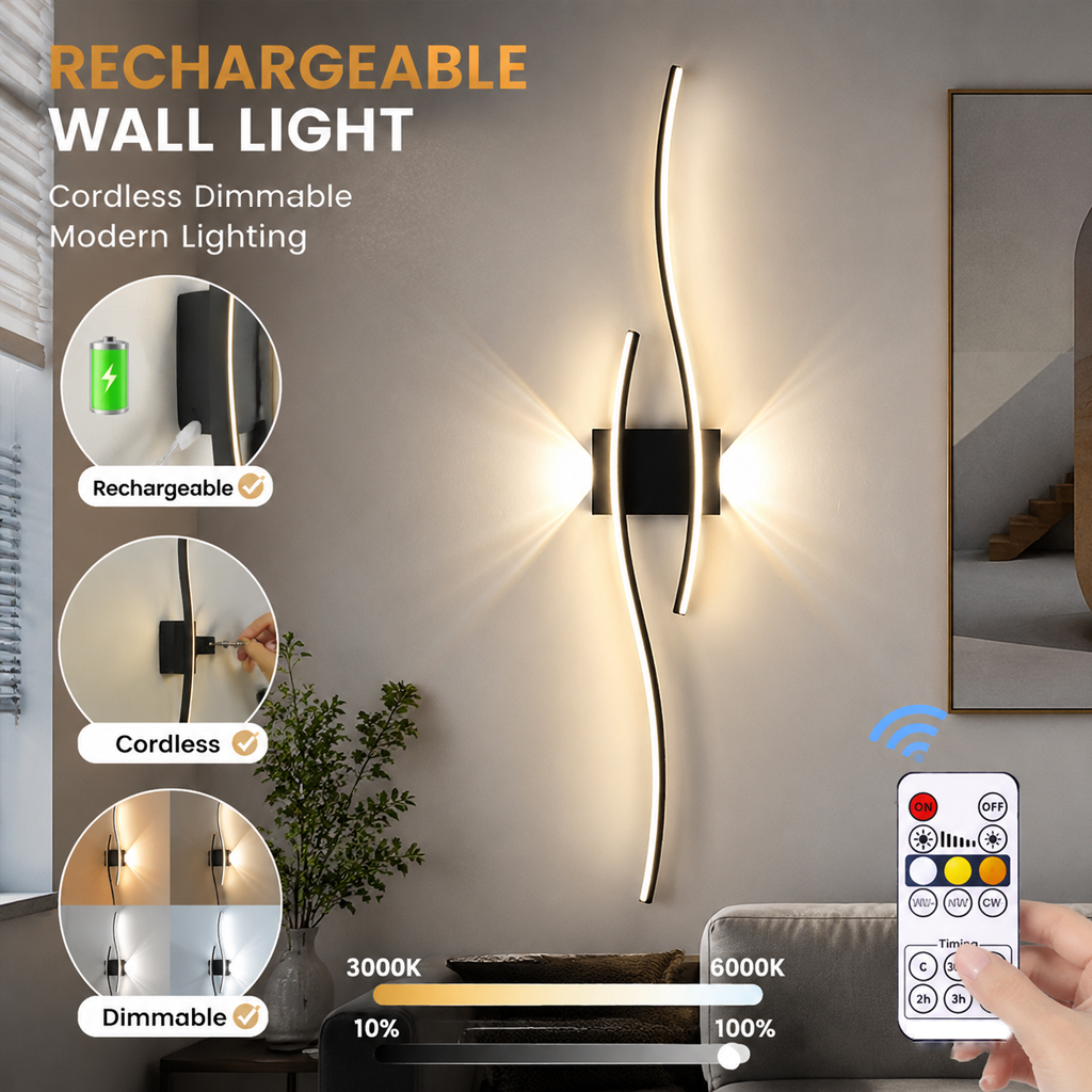 Lighting Interior Decor - Modern LED Wireless Wall Sconces Adjustable