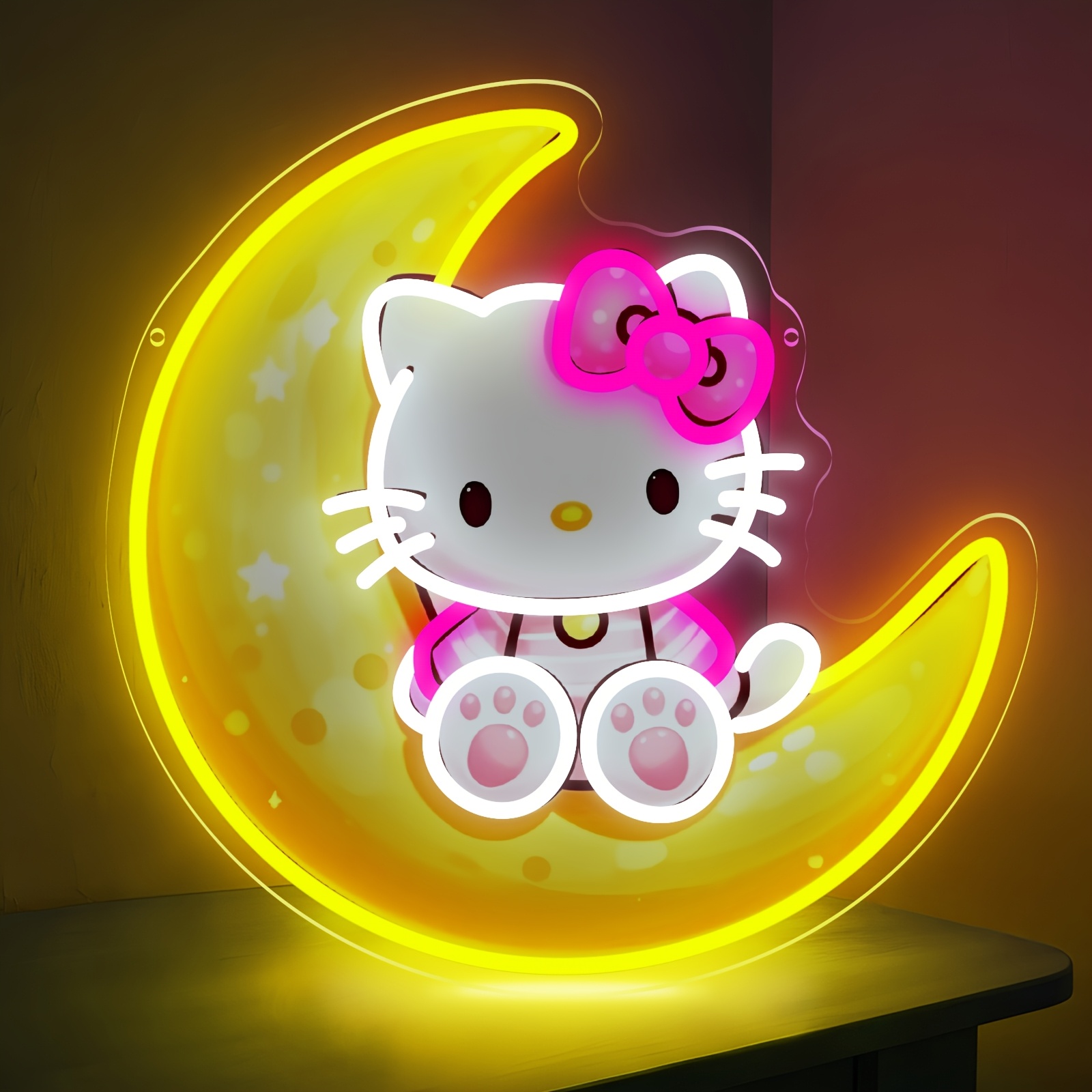 Led Moon Lamp - Hello Kitty on Moon Yellow Cute