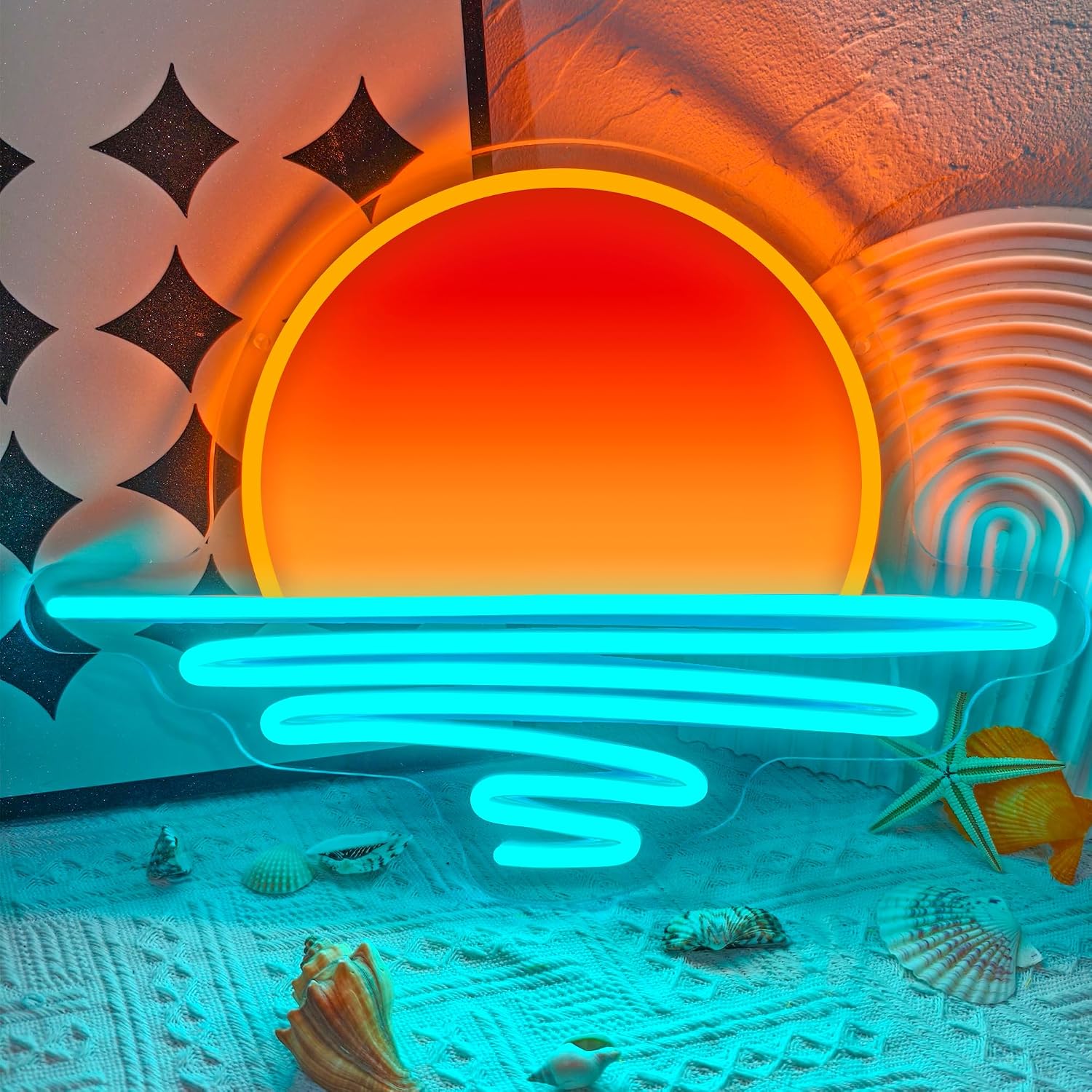 Sunrise Sunset Neon Sign USB P - Lighting Decor Sunrise 리뷰 및 가격