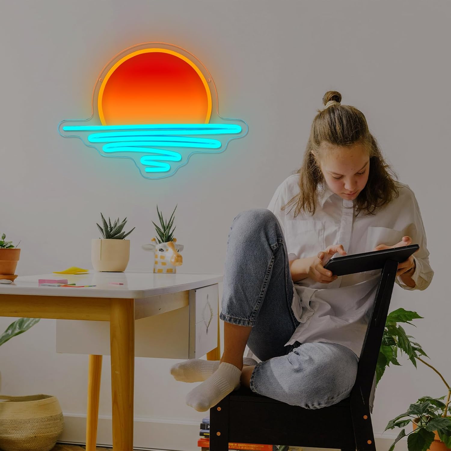 Sunrise Sunset Neon Sign USB P - Lighting Decor Sunrise 리뷰 및 가격