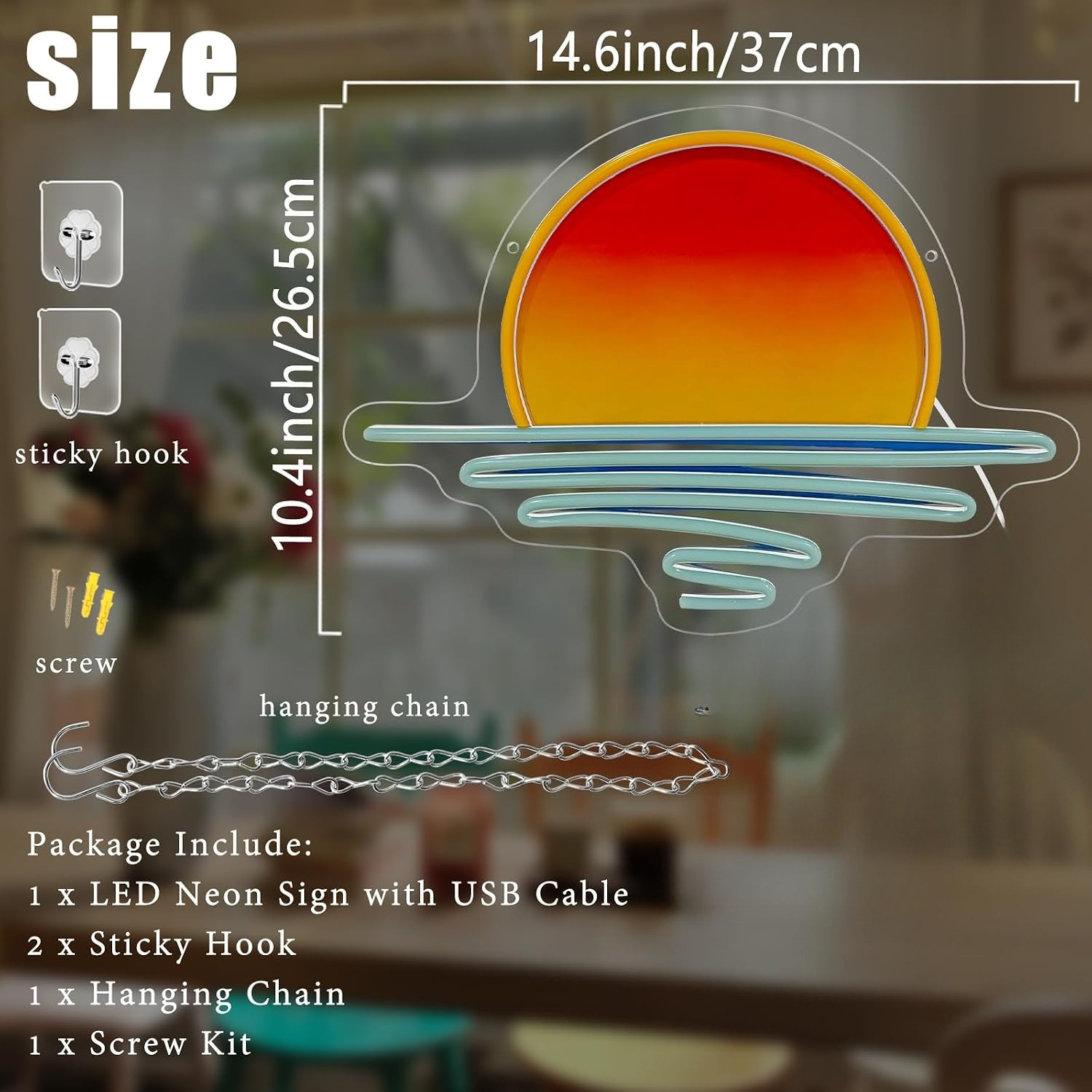 Sunrise Sunset Neon Sign USB P - Lighting Decor Sunrise 리뷰 및 가격